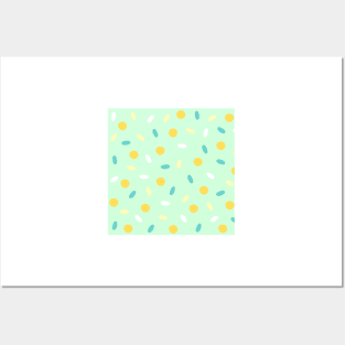 Pastel Green, Blue, Yellow Dot Print Posters and Art